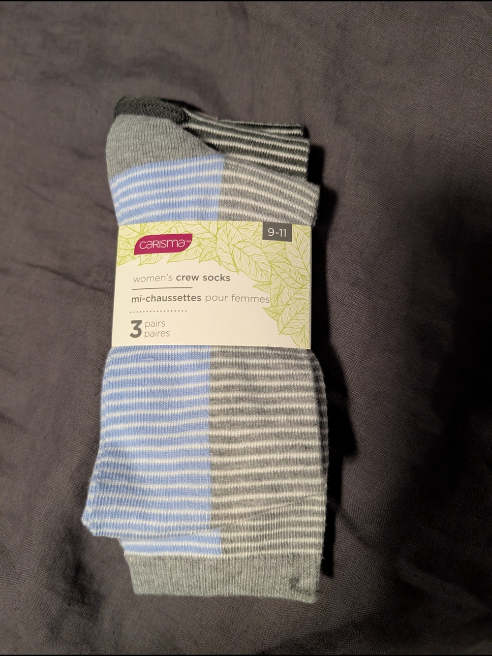 Carisma Striped Women's Crew Socks - 3 Pack